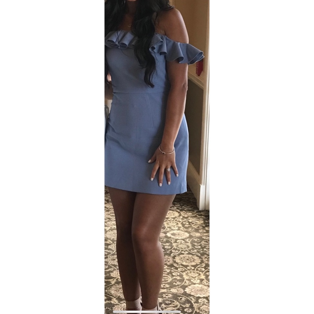 off the shoulder silhouette ruffled dress